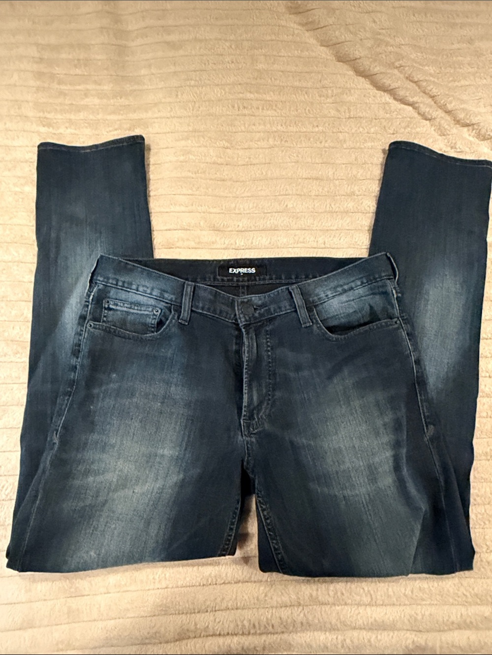 Express Men's Washed Indigo Slim Straight Jeans